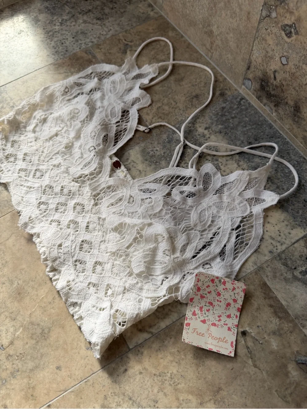 Free People White Lace Camisole Bralette